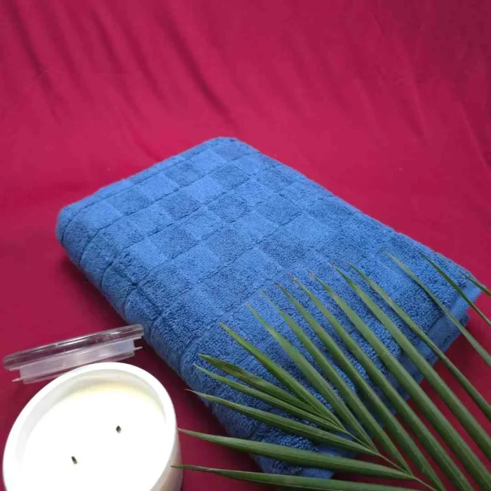 Checkered Charms - Premium Bath Towel (Navy Blue)