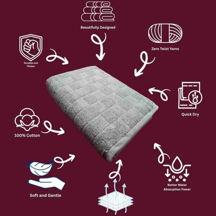 Checkered Charms - Premium Bath Towel (Grey)